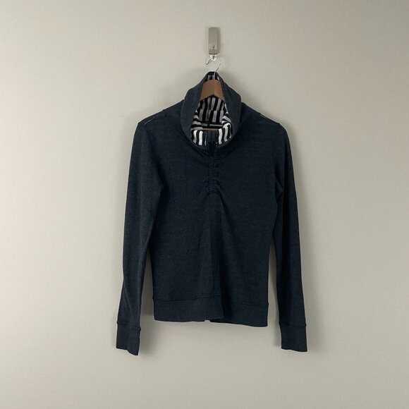 lululemon athletica Tops - Lululemon In A Cinch Reversible Long Sleeve Tee Black White Stripe Size 4/6